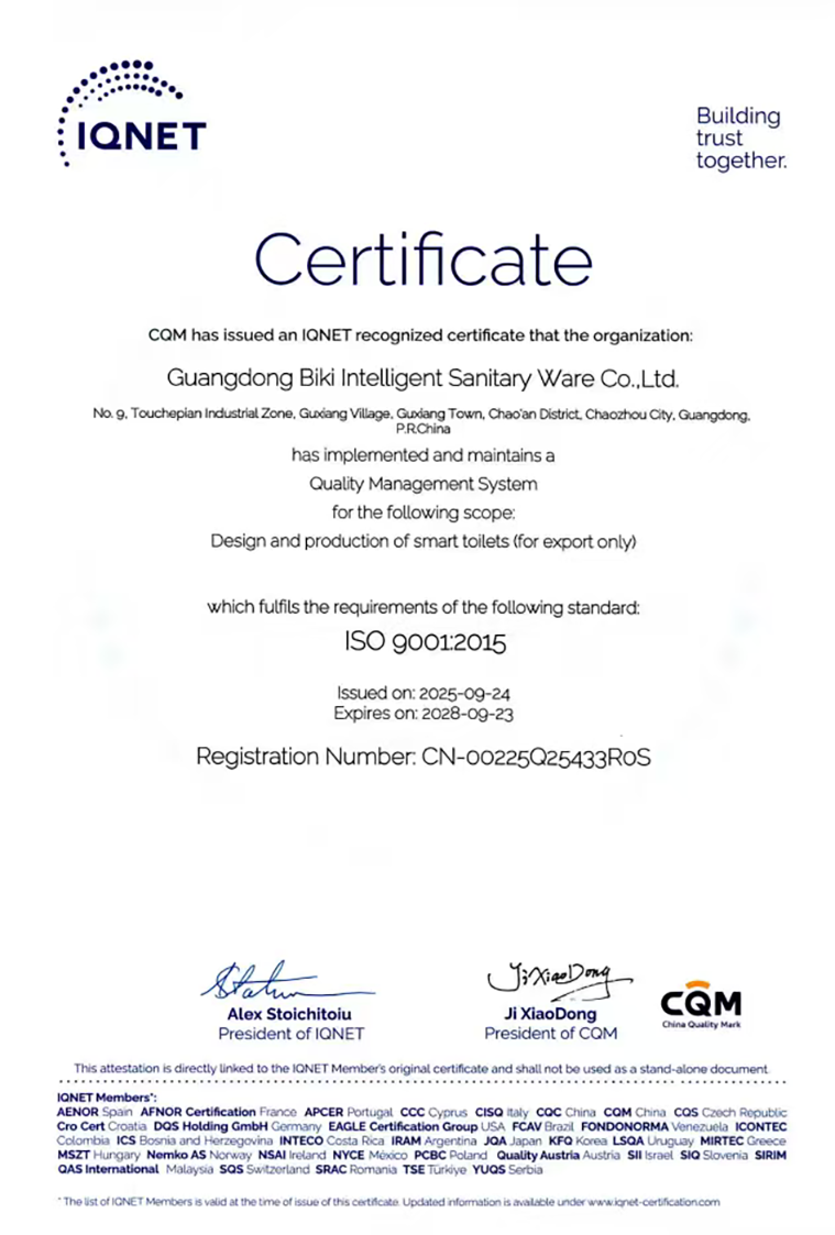 ISO 9001 certificate